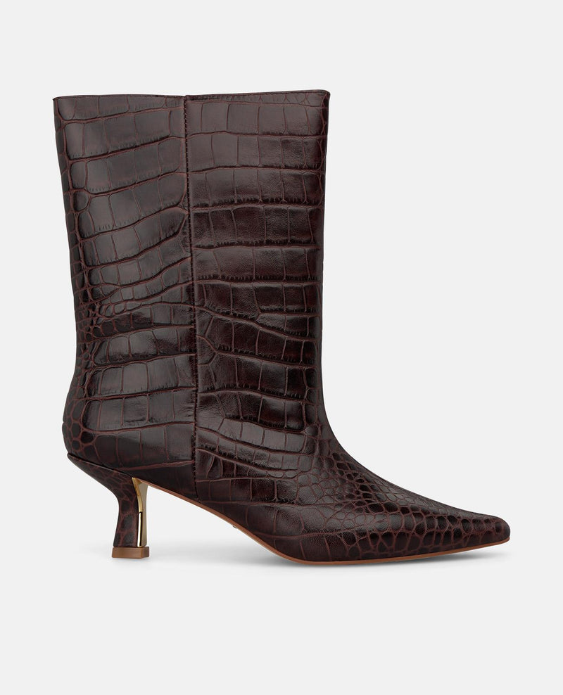 ANIMAL-PRINT LEATHER ANKLE BOOTS