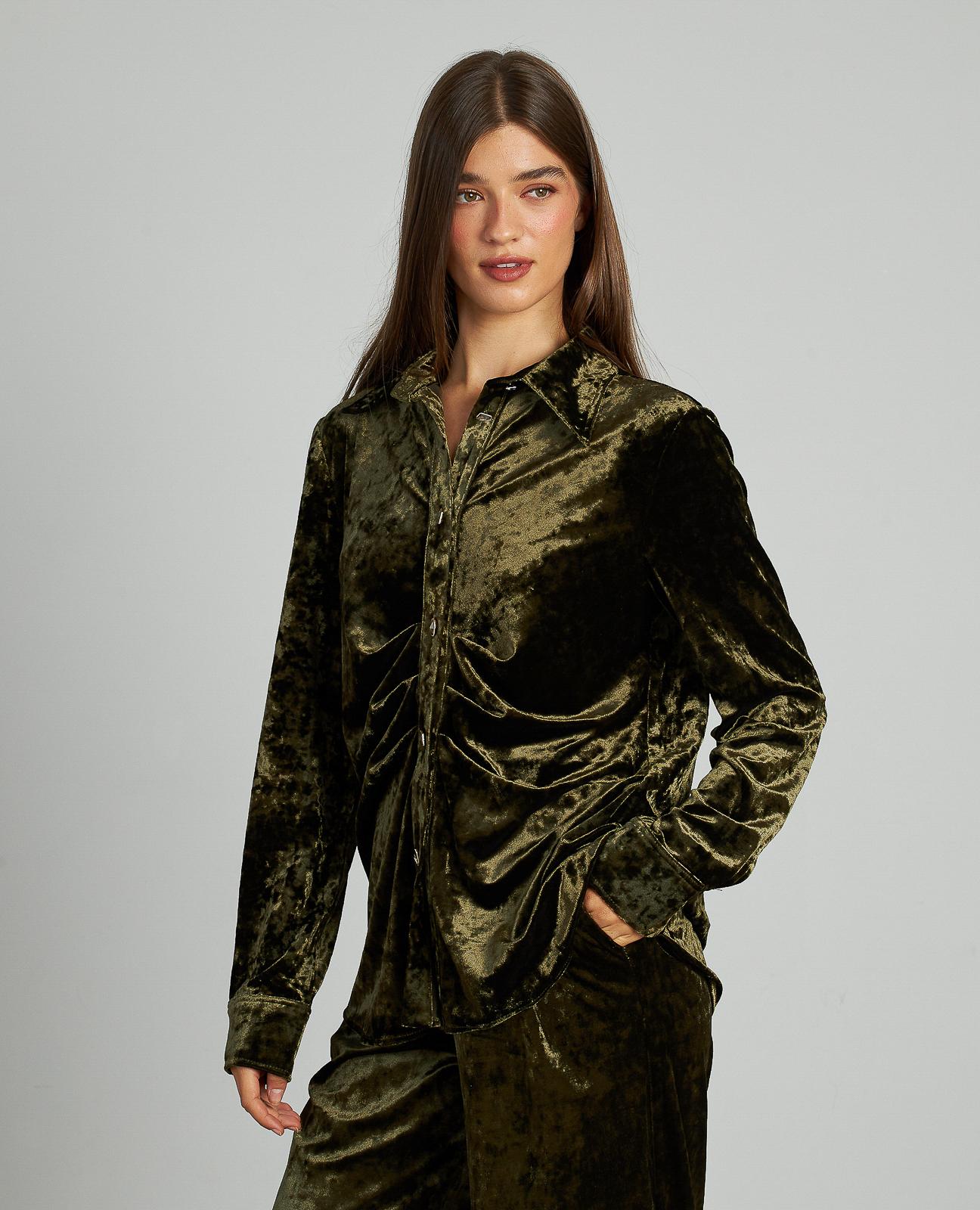 CAMISA DRAPEADA TERCIOPELO