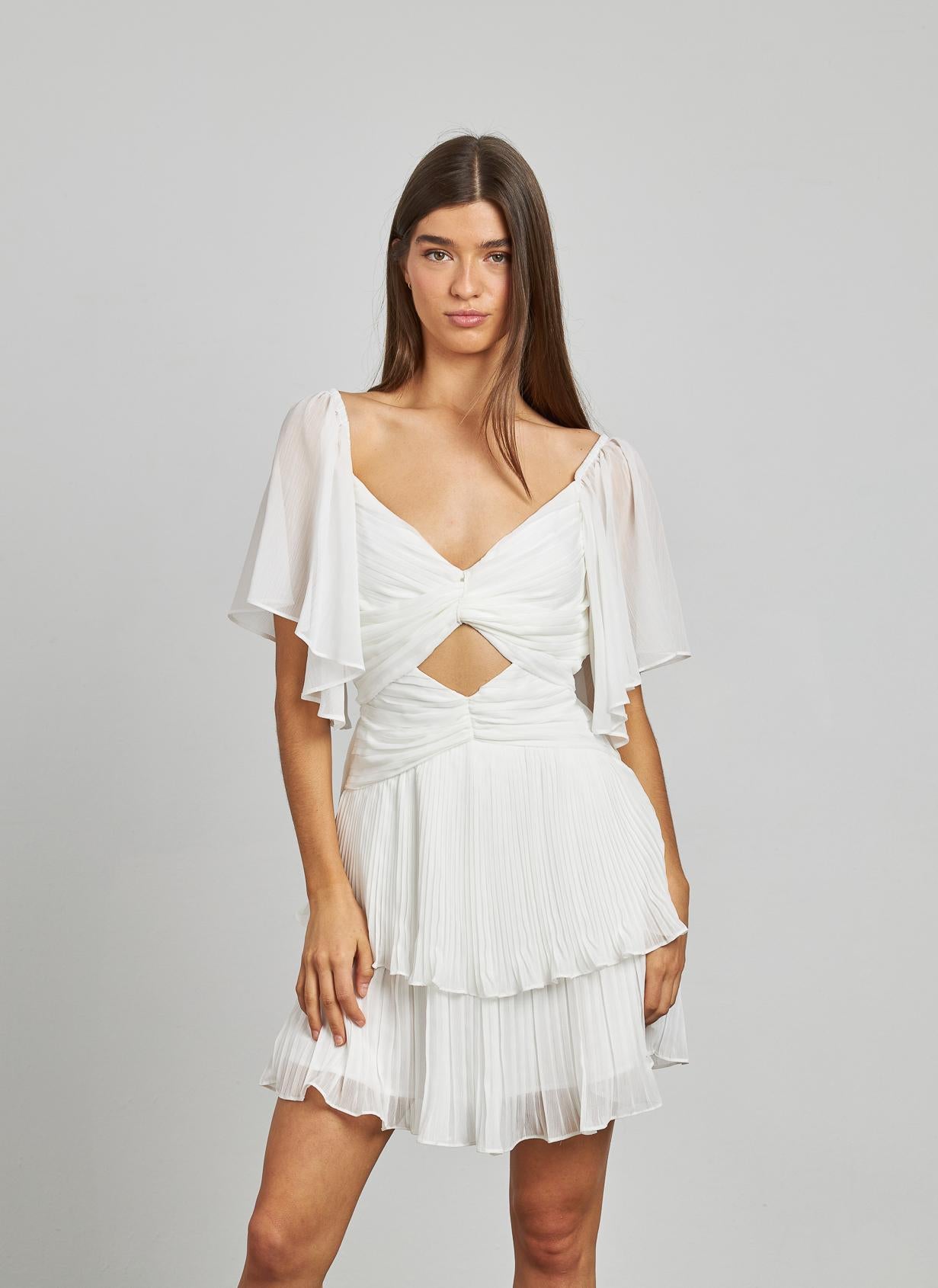 VESTIDO COM FOLHOS RECORTADOS