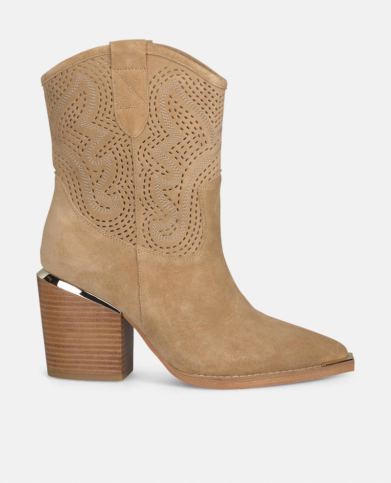 BOTTE DE CHEVILLE DE COW-BOY AVEC DÉTAILS BRODÉS