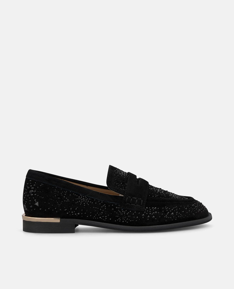 SUEDE LOAFERS WITH EYE MASK AND Rhinestones