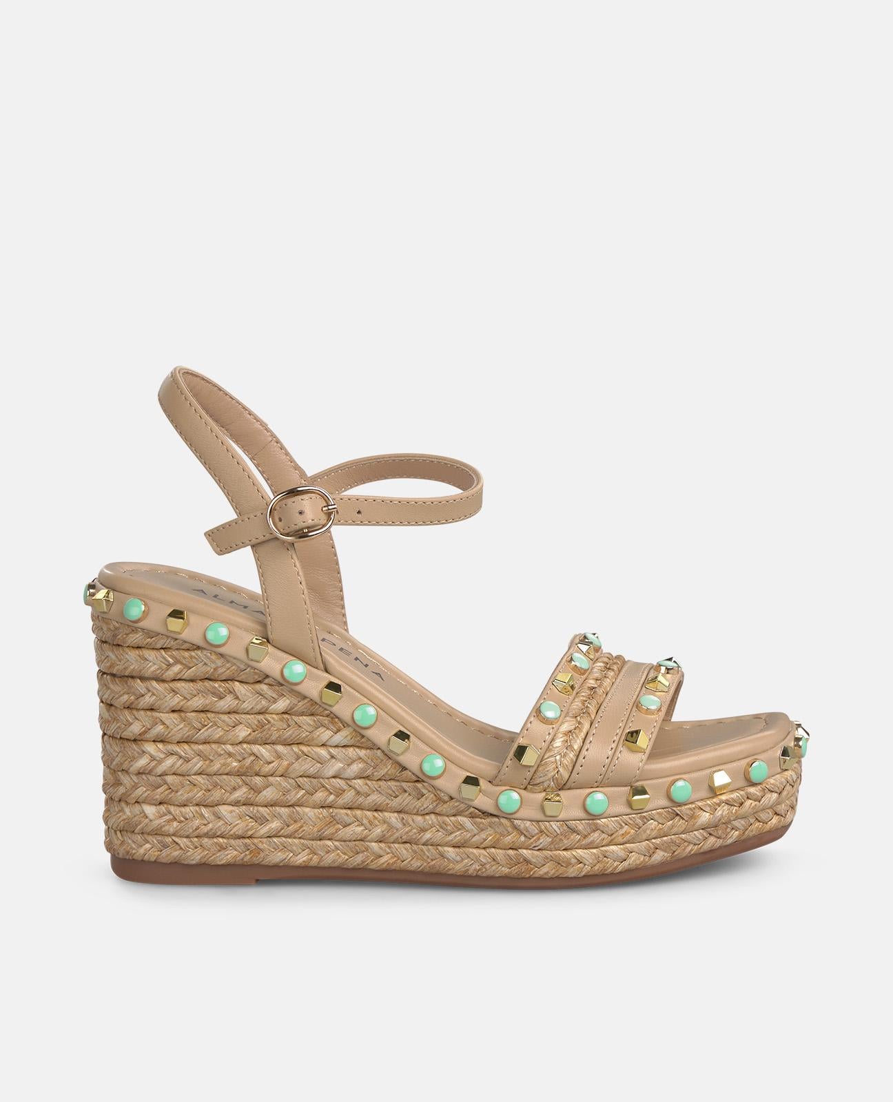 SANDALIA ESPARTO ALTA TACHUELAS