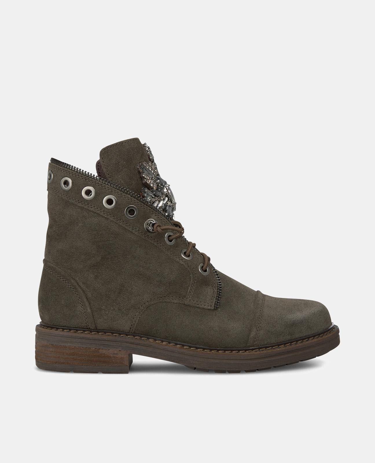 BOTTINES ZIPPÉES AVEC STRASS