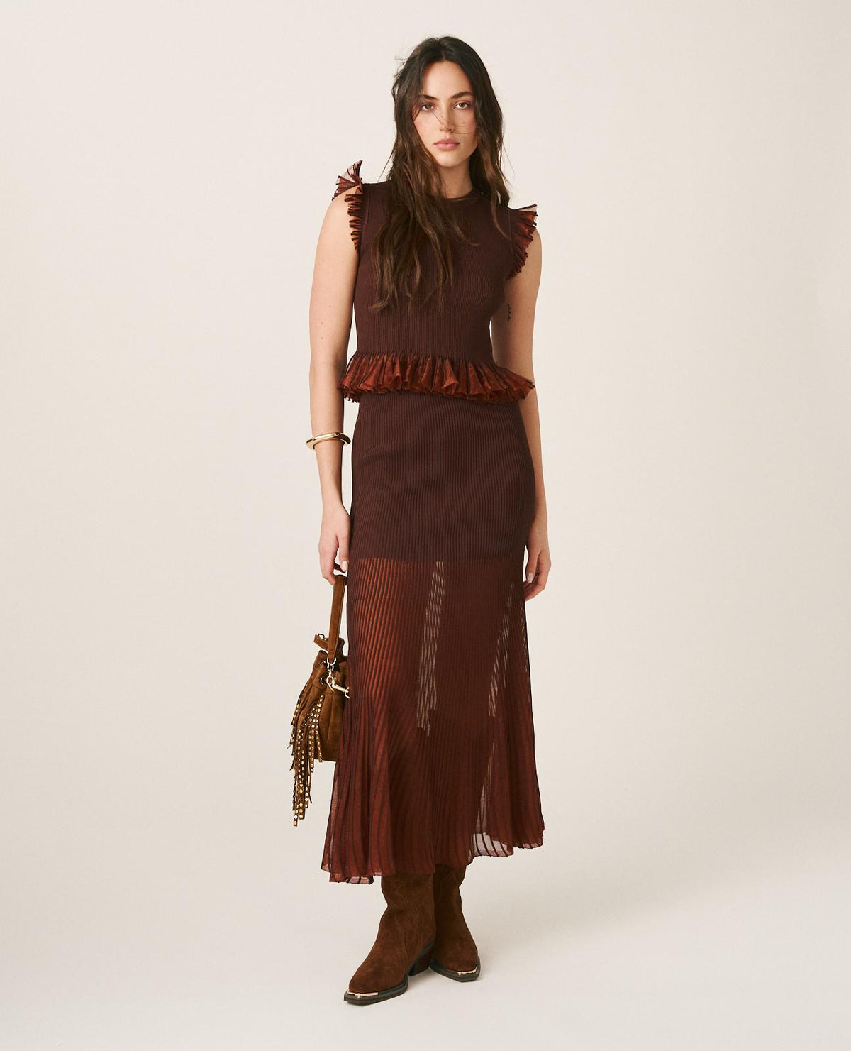 SEMI-TRANSPARENT METALLIZED SKIRT