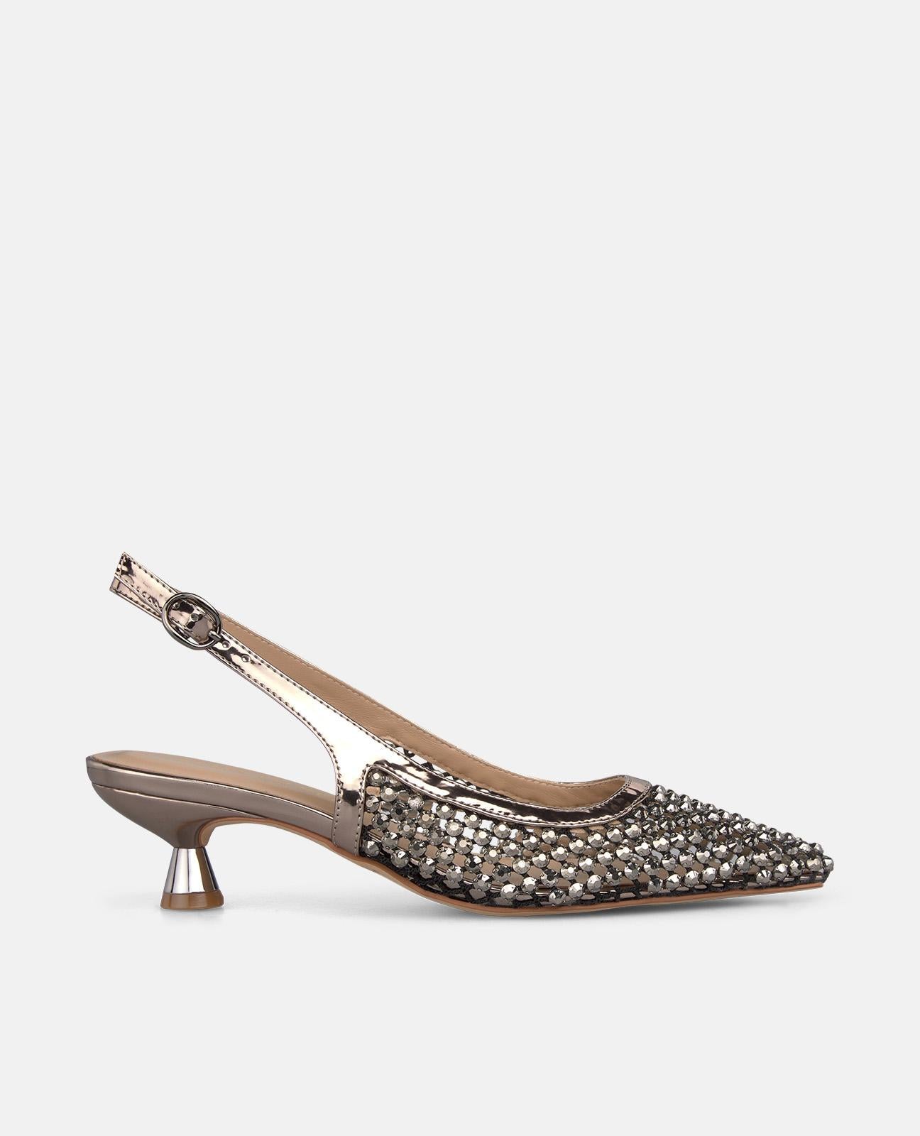 ZAPATO DESTALONADO MALLA EFECTO METALIZADO