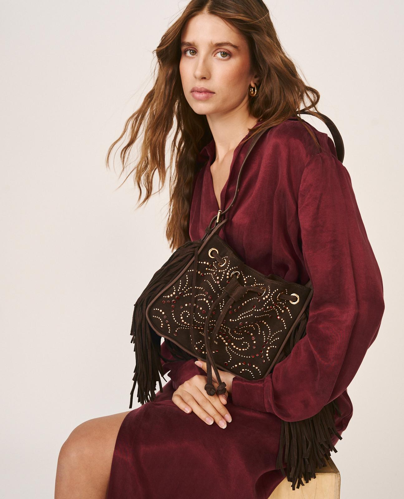BOLSO PIEL SERRAJE CON PEDRERÍA