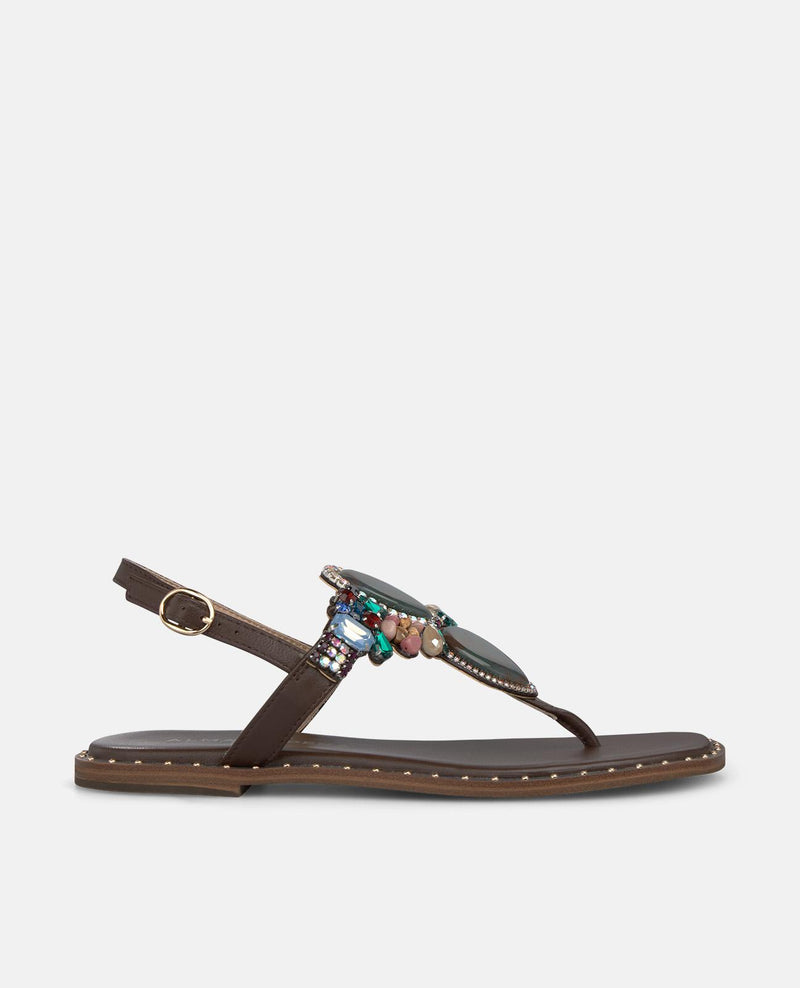 SANDALIA PLANA PEDRERÍA DEDO