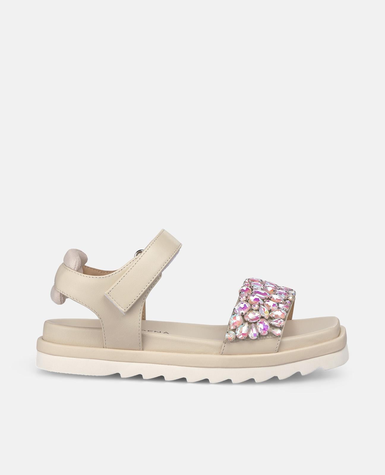 SANDAL TRACK STRAP WITH RHINESTONES