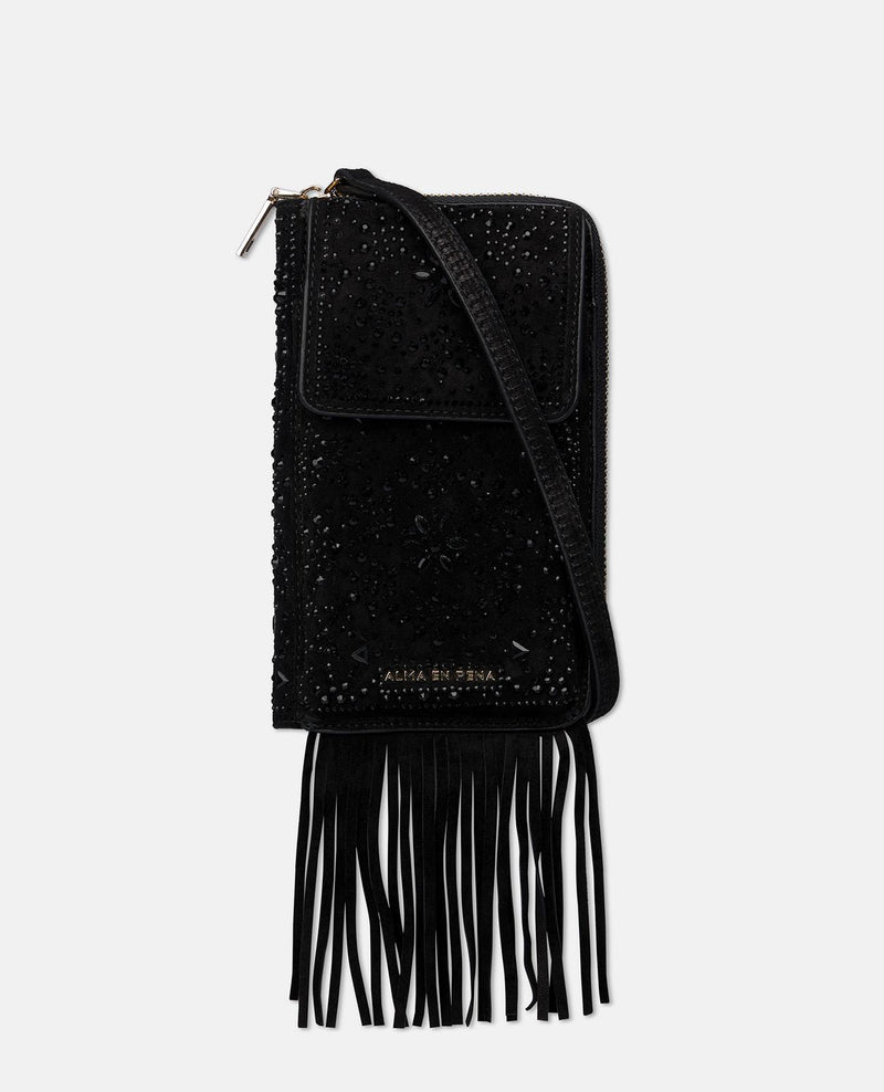 BOLSA CARTEIRA NATALIA EM CAMURÇA COM FRANJAS