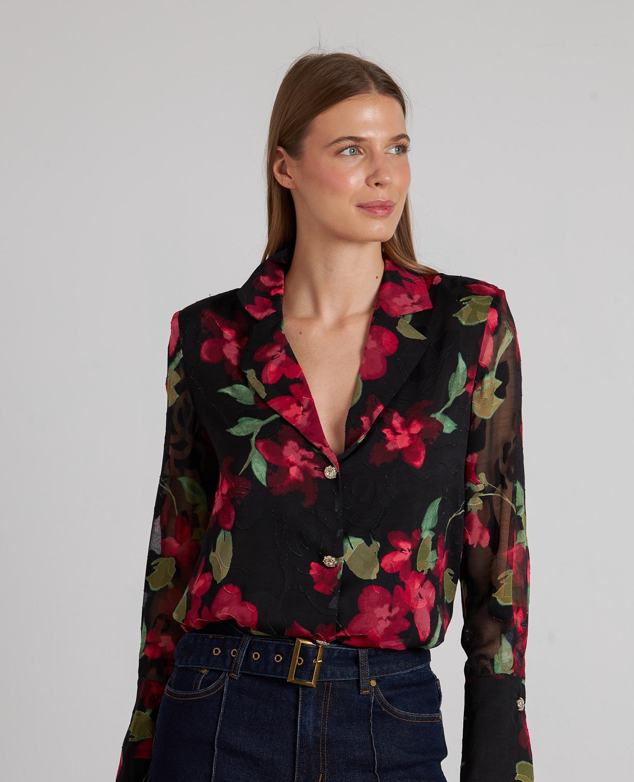 CAMISA MANGA SEMITRANSPARENTE