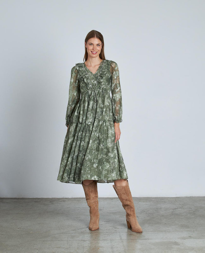 VESTIDO ESTAMPADO CINTURA AJUSTABLE