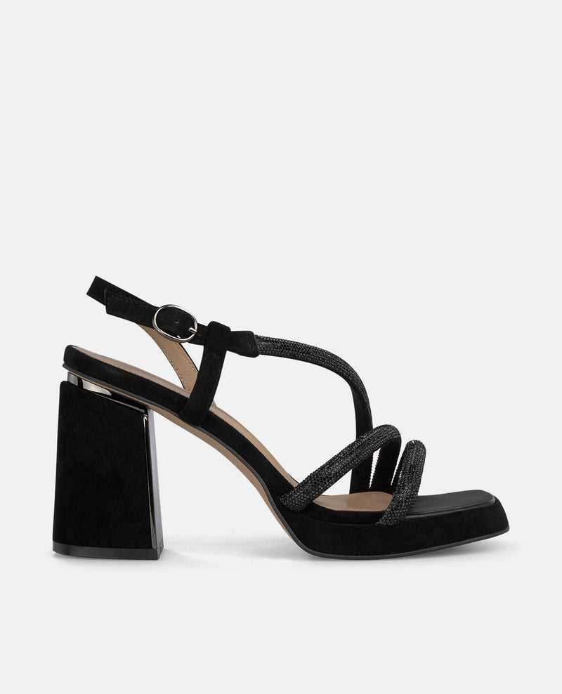 SANDALI CON STRISCIE E STRASS