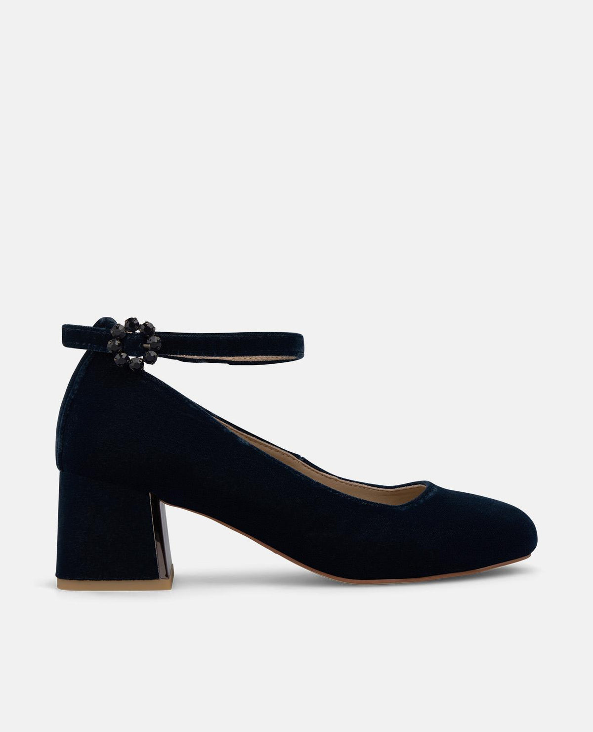 VELVET SHOES WITH AN ANKLE STRAP
