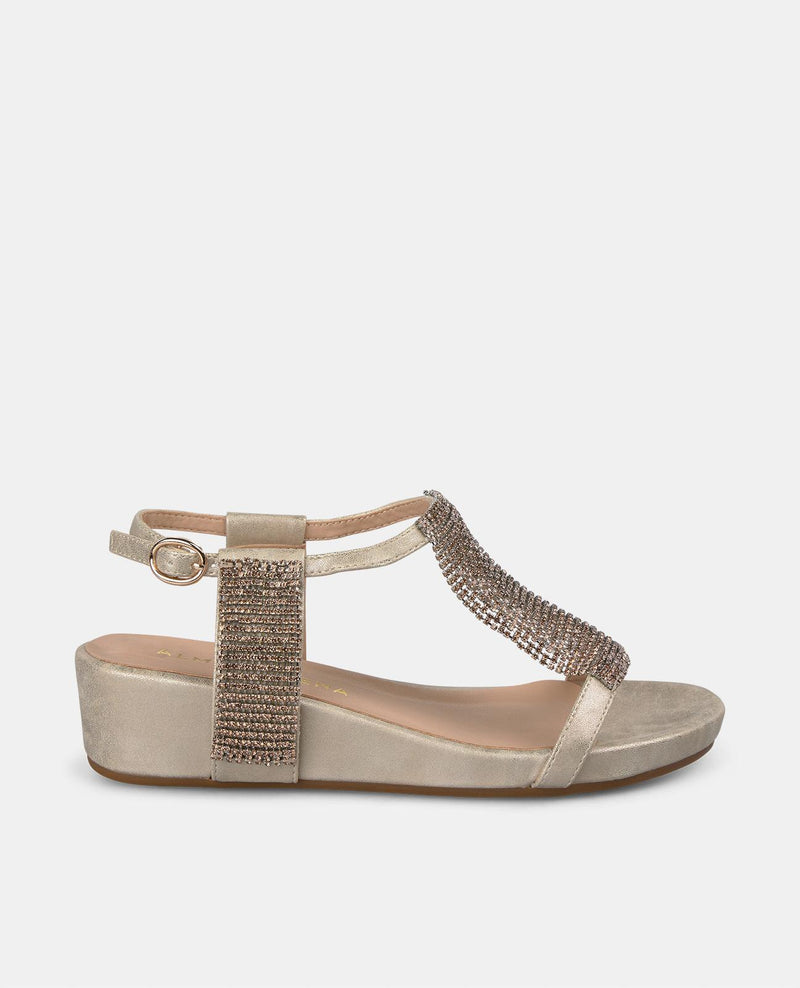 SANDÁLIA DE CUNHA MAYA COM STRASS