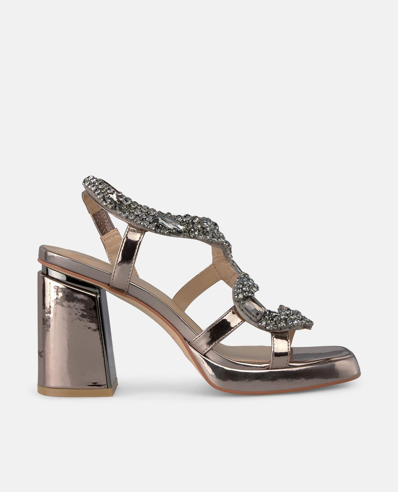 SANDALO CON TALLONE E STRASS SERPENTE