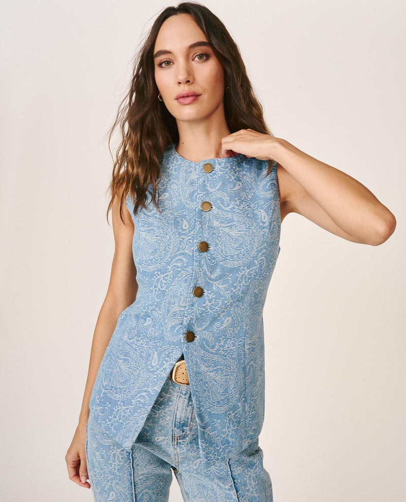 CHALECO DENIM PAISLEY