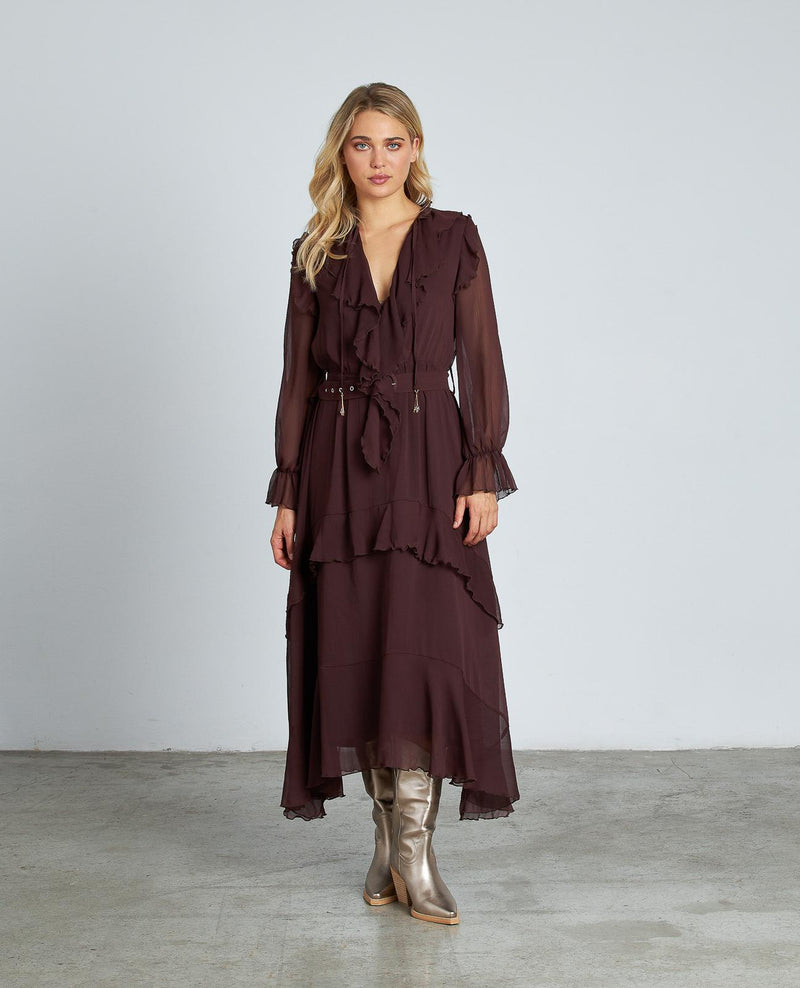 ROBE À VOLANTS CEINTURE