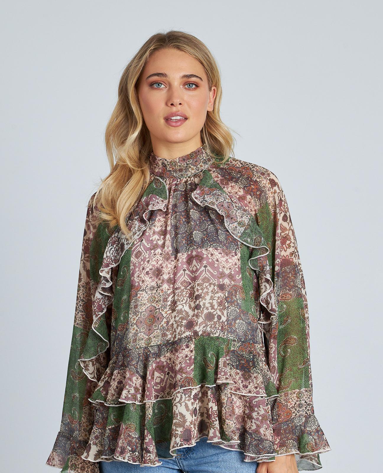 BLUSA ESTAMPADA VOLANTES