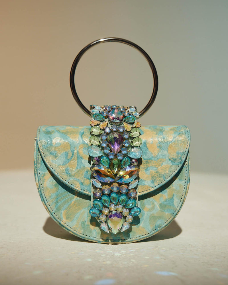 JEWELED HALF MOON BAG