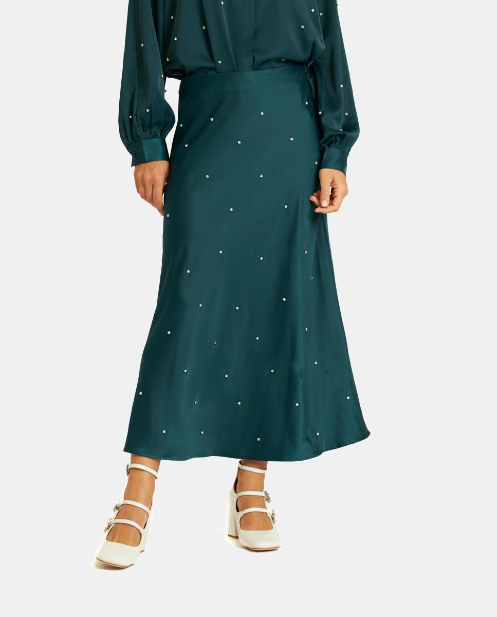 SAIA COMPRIDA DE CETIM COM BRILHANTES