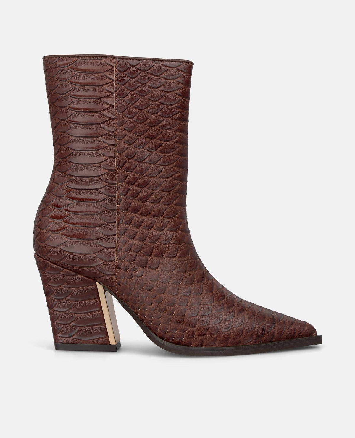 TEXTURED LEATHER ANKLE BOOTS WITH A SNAKE-LIKE EFFECT