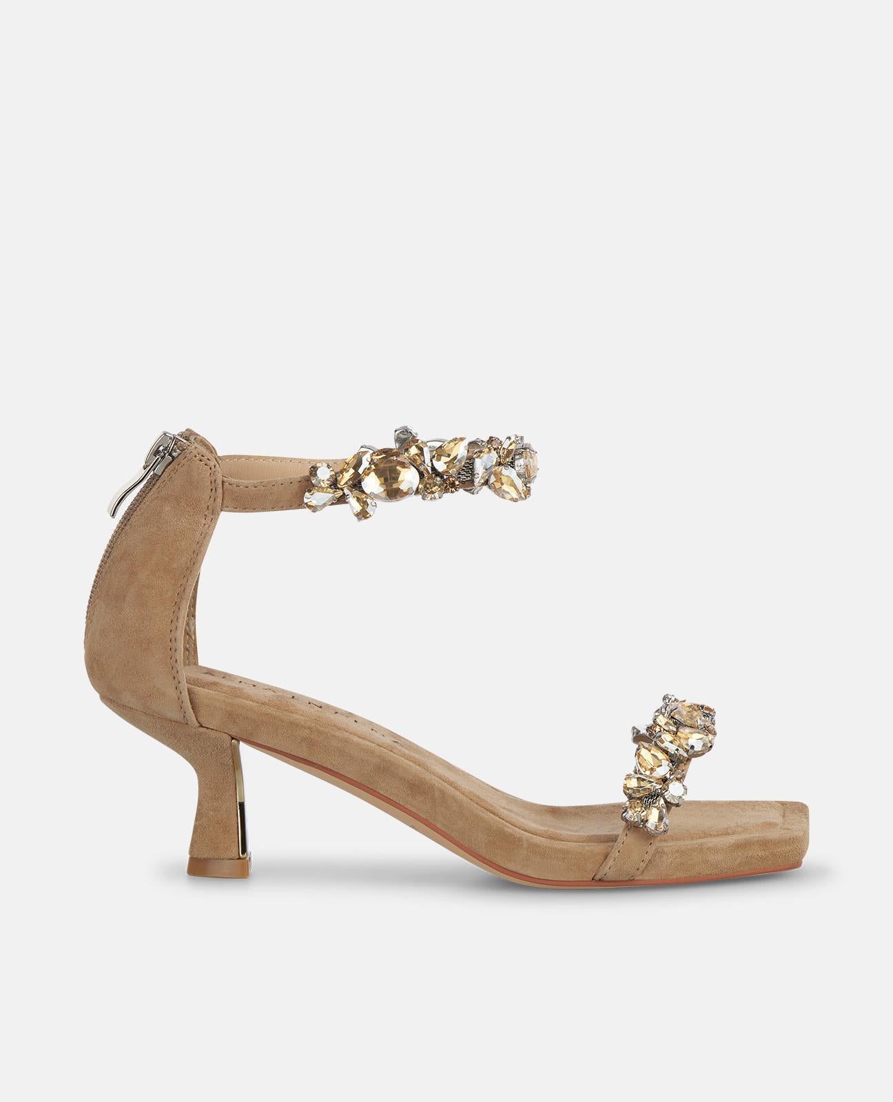 HEELED SANDAL WITH RHINESTONES