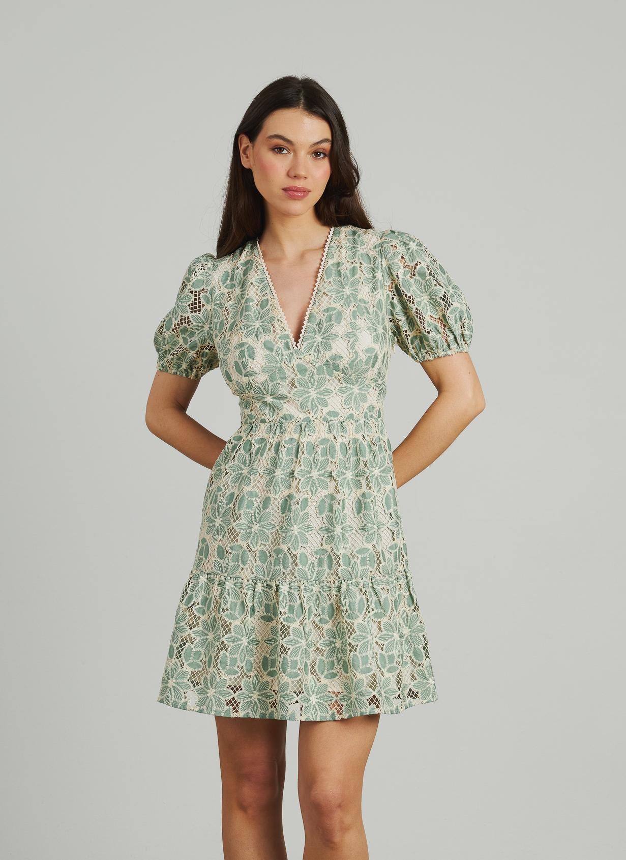 MINI DRESS EMBROIDERED FLOWERS