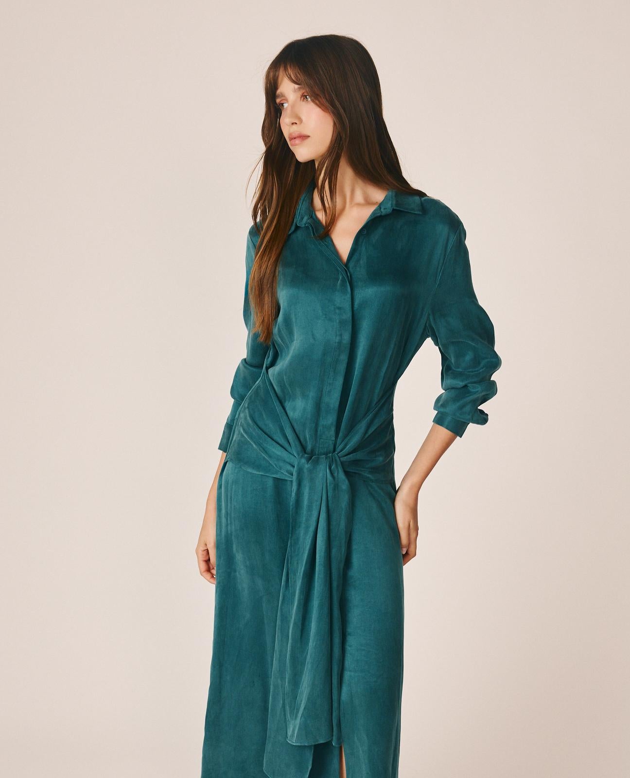 VESTIDO MIDI CAMISERO EN LYOCELL