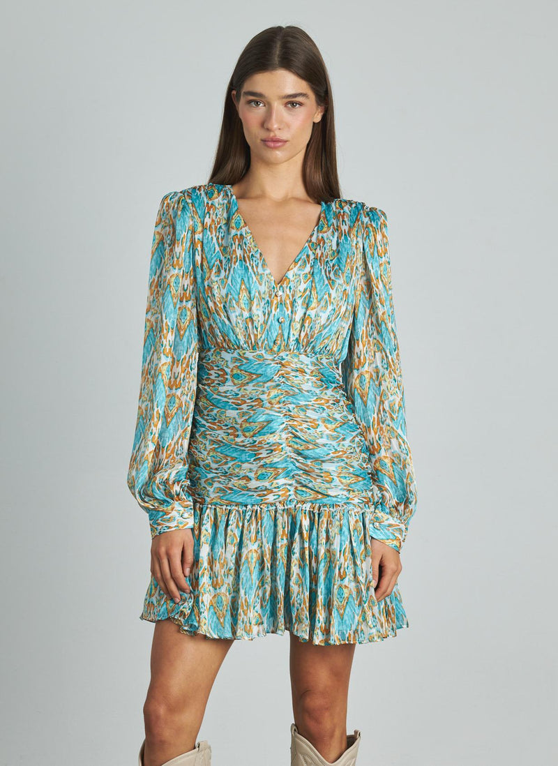 VESTIDO ESTAMPADO FRUNCIDO