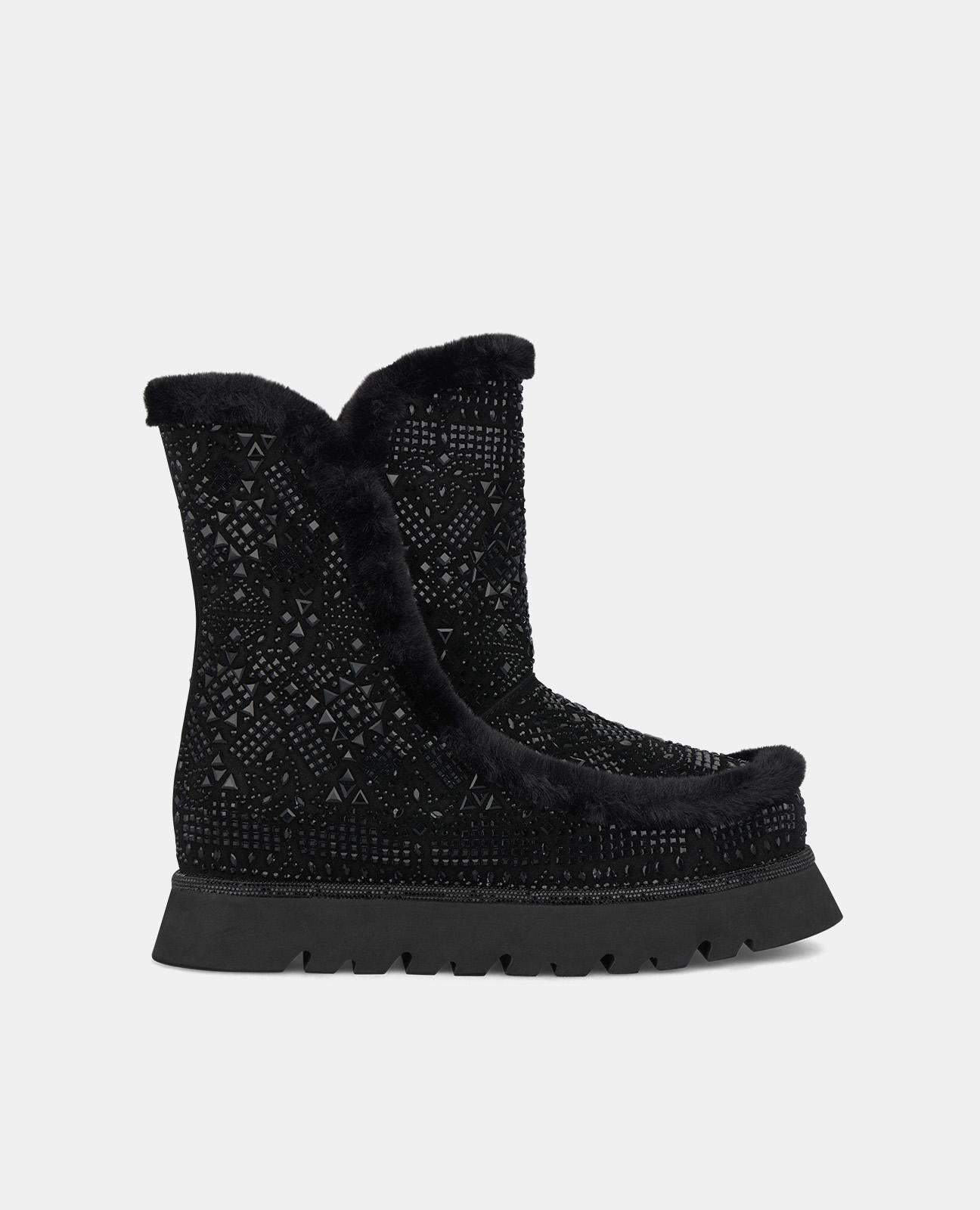 BOTTINES À EFFET DE FOURRURE