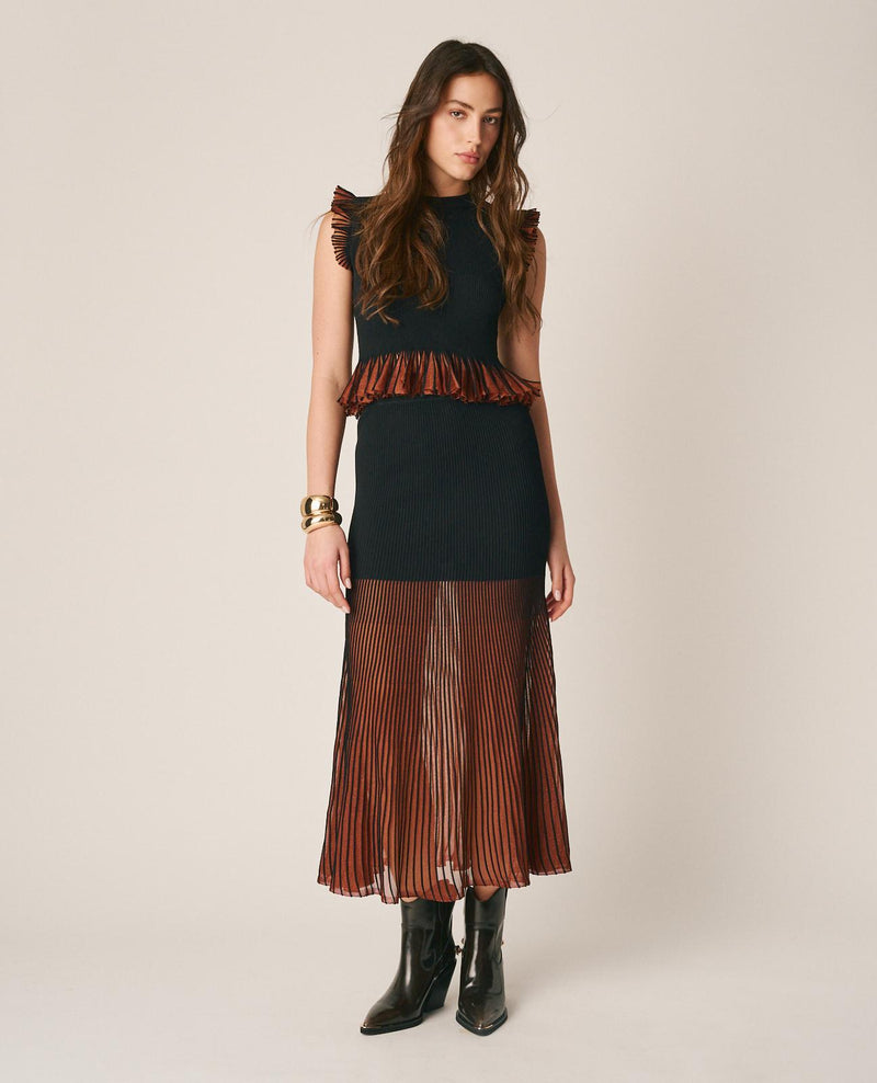 SEMI-TRANSPARENT METALLIZED SKIRT