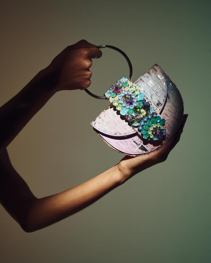 JEWELED HALF MOON BAG