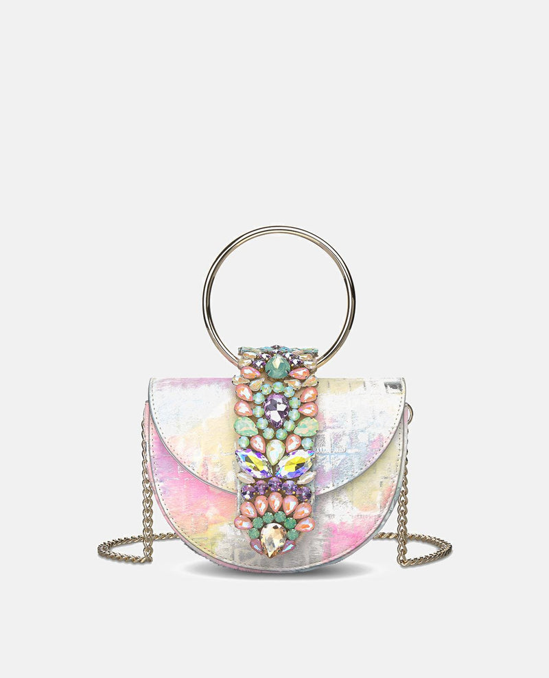 JEWELED HALF MOON BAG