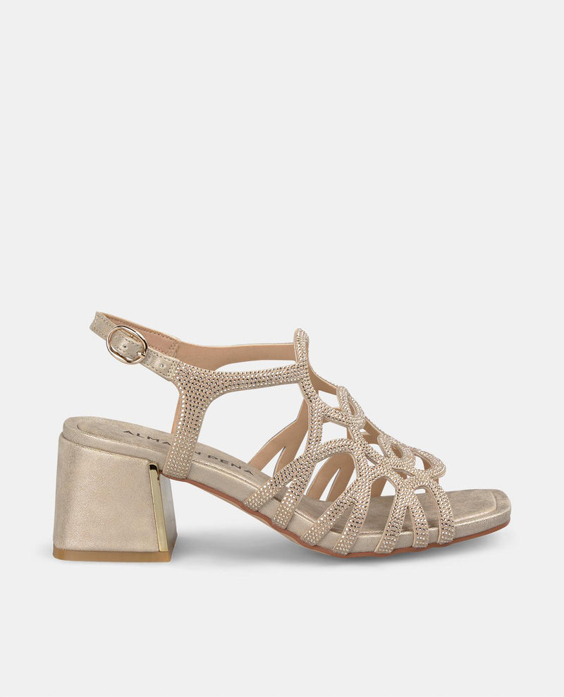 SANDÁLIA DE SALTO LARGO COM STRASS