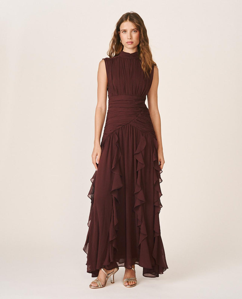VESTIDO LONGO COM VOLANTES