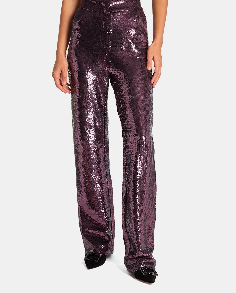 PANTALON DROIT À PAILLETTES