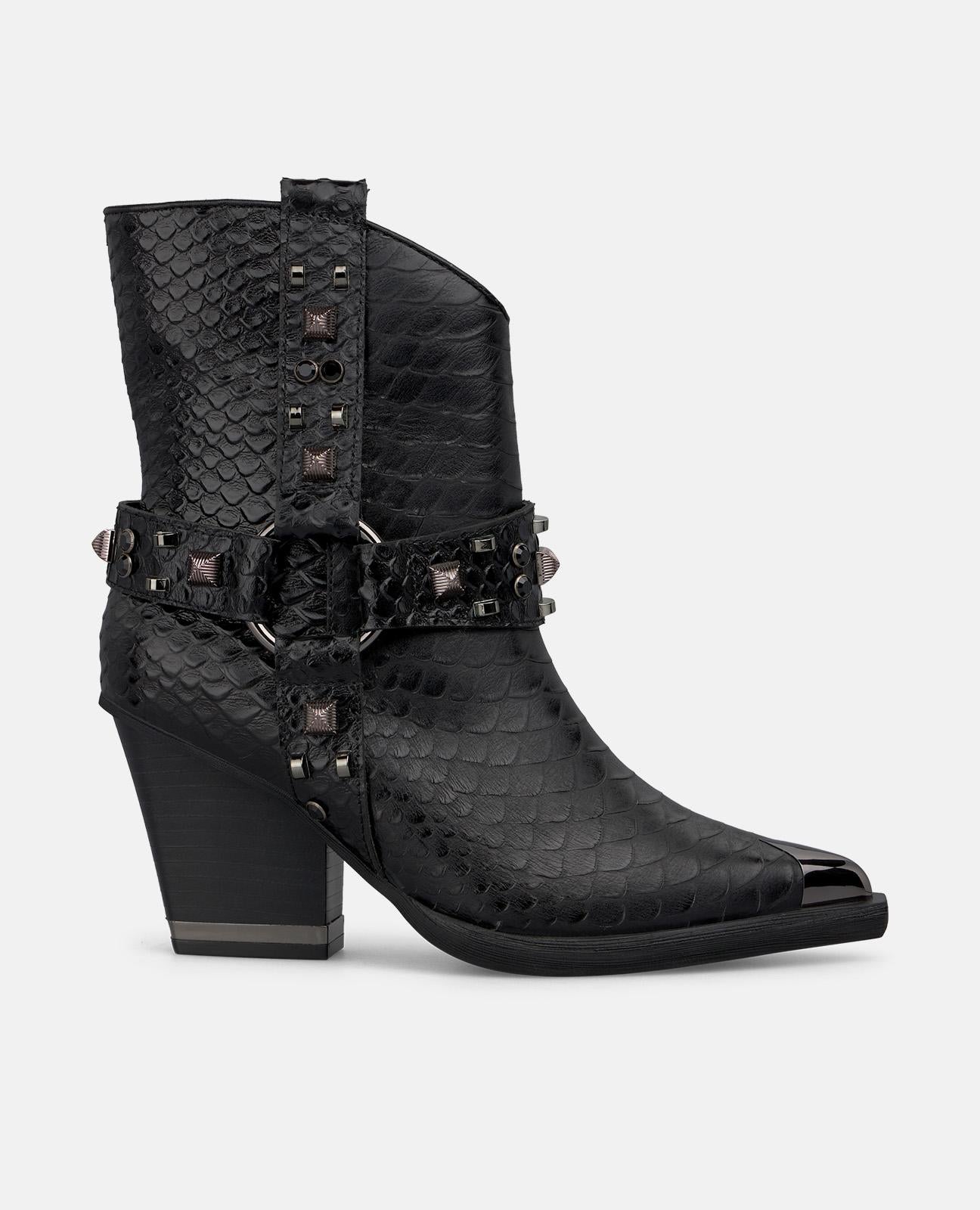STUDDED ANKLE BOOT WITH METALLIC DETAIL