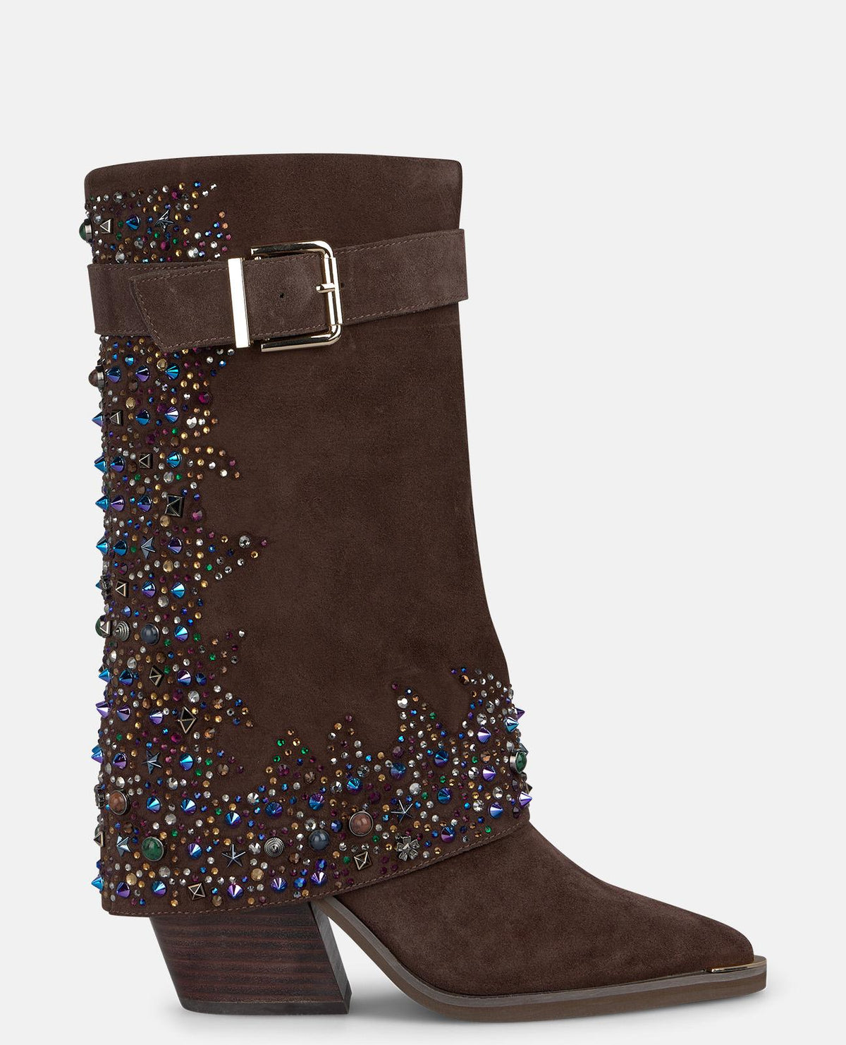 STIVALE CON PUNTA DECORATA CON STRASS MULTICOLORI