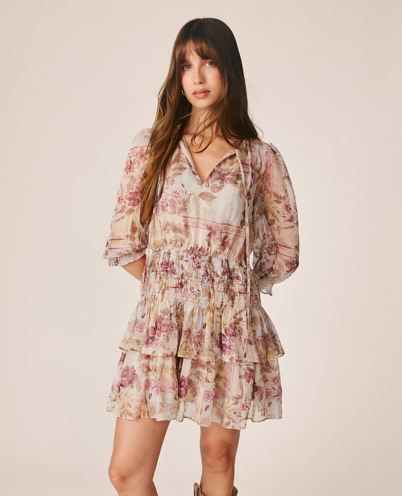 VESTIDO MINI GASA ESTAMPADO FLORAL