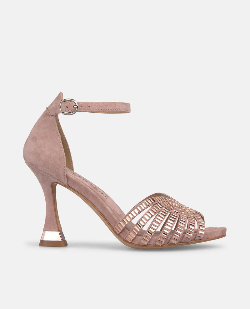 METALLIC MESH HEELED SANDALS