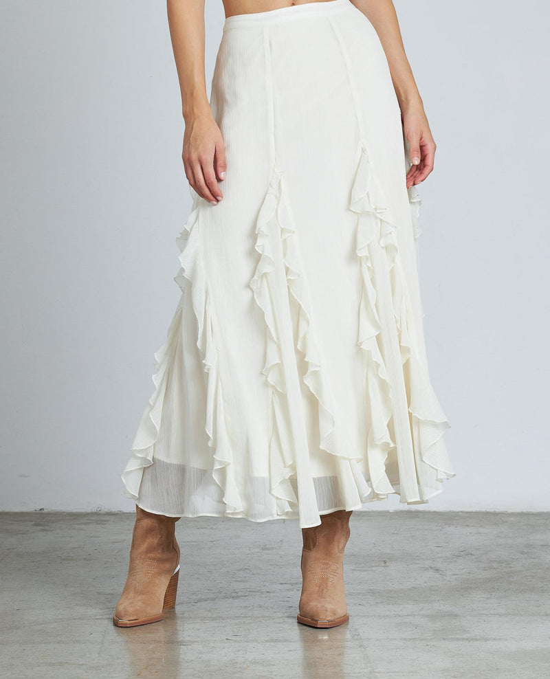RUFFLED MIDI SKIRT