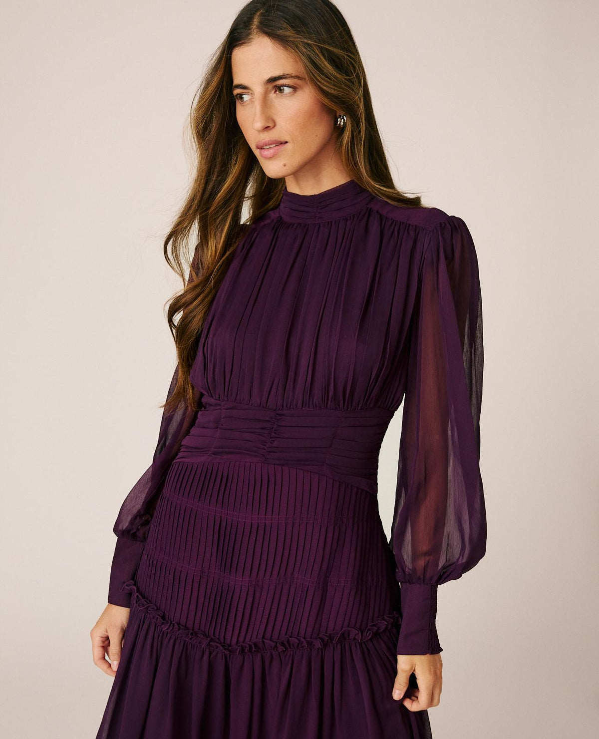 VESTIDO LARGO CON FRUNCIDO