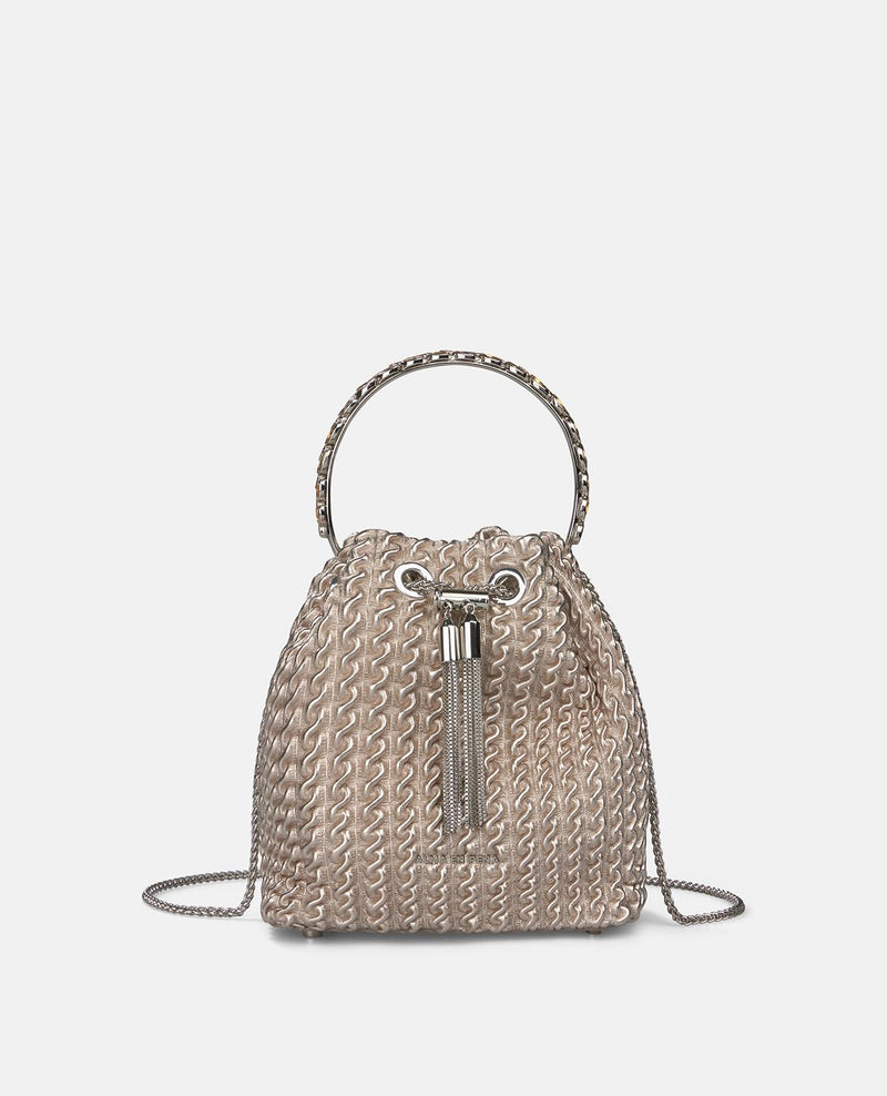 RHINESTONE DETAIL BOWLER BAG
