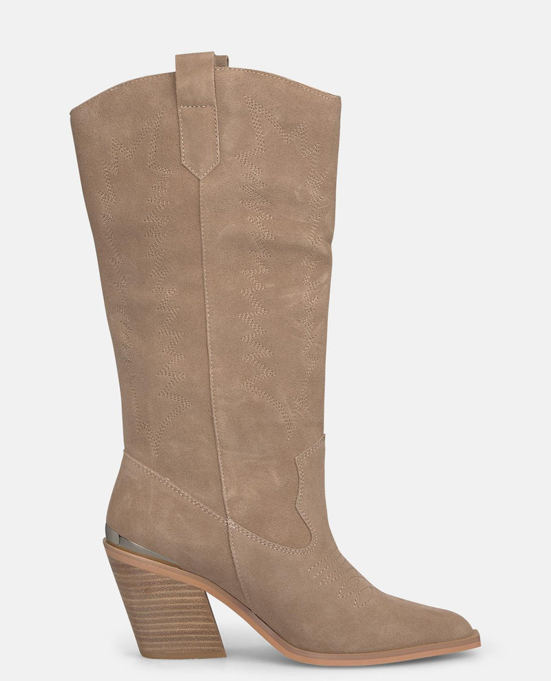 BOTA DE SALTO ALTO DE COWBOY BORDADA