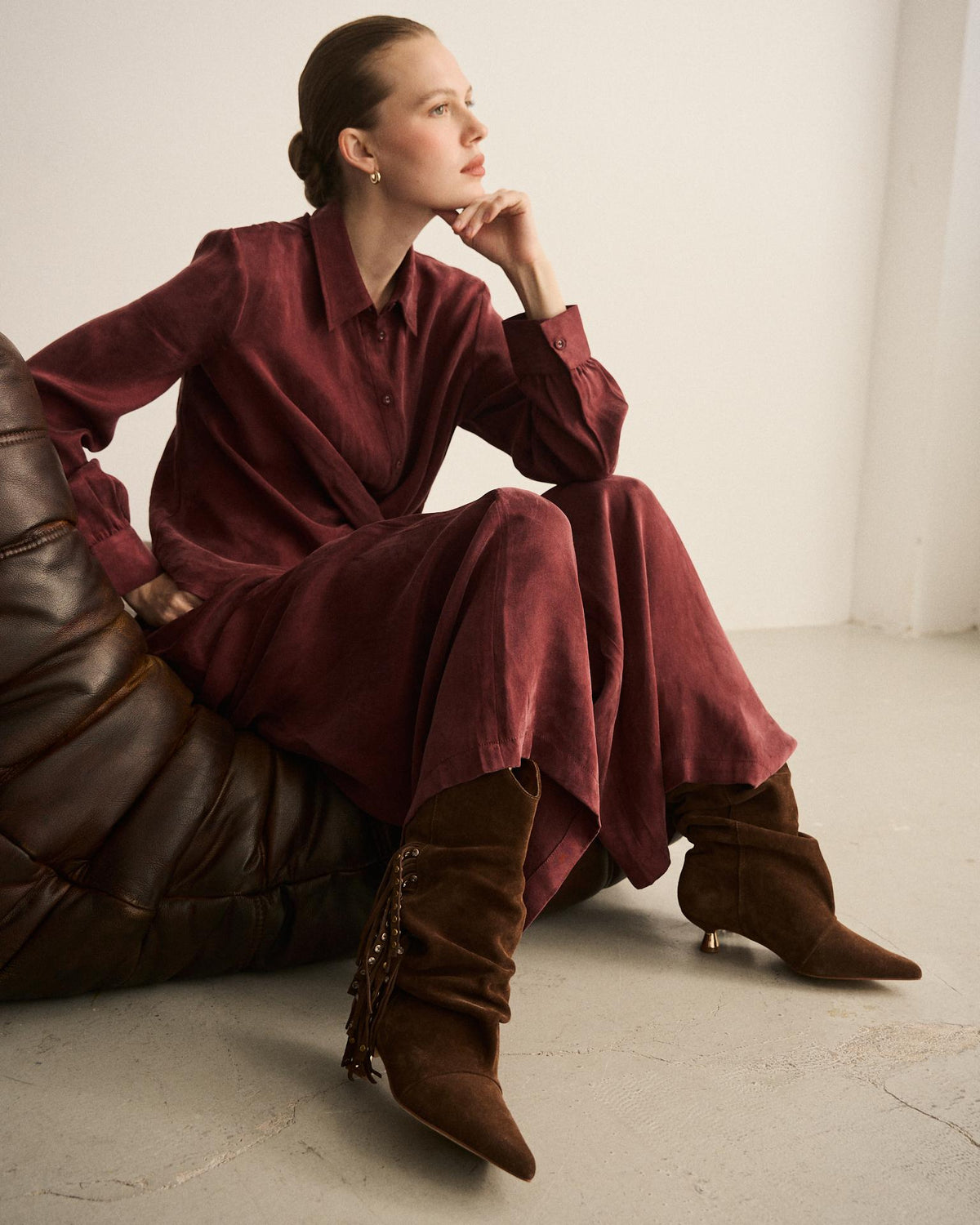 SUEDE ANKLE BOOTS WITH FRINGE