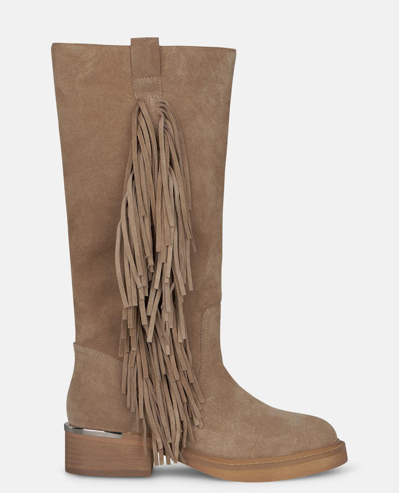 BOTA DE PIEL CON FLECOS