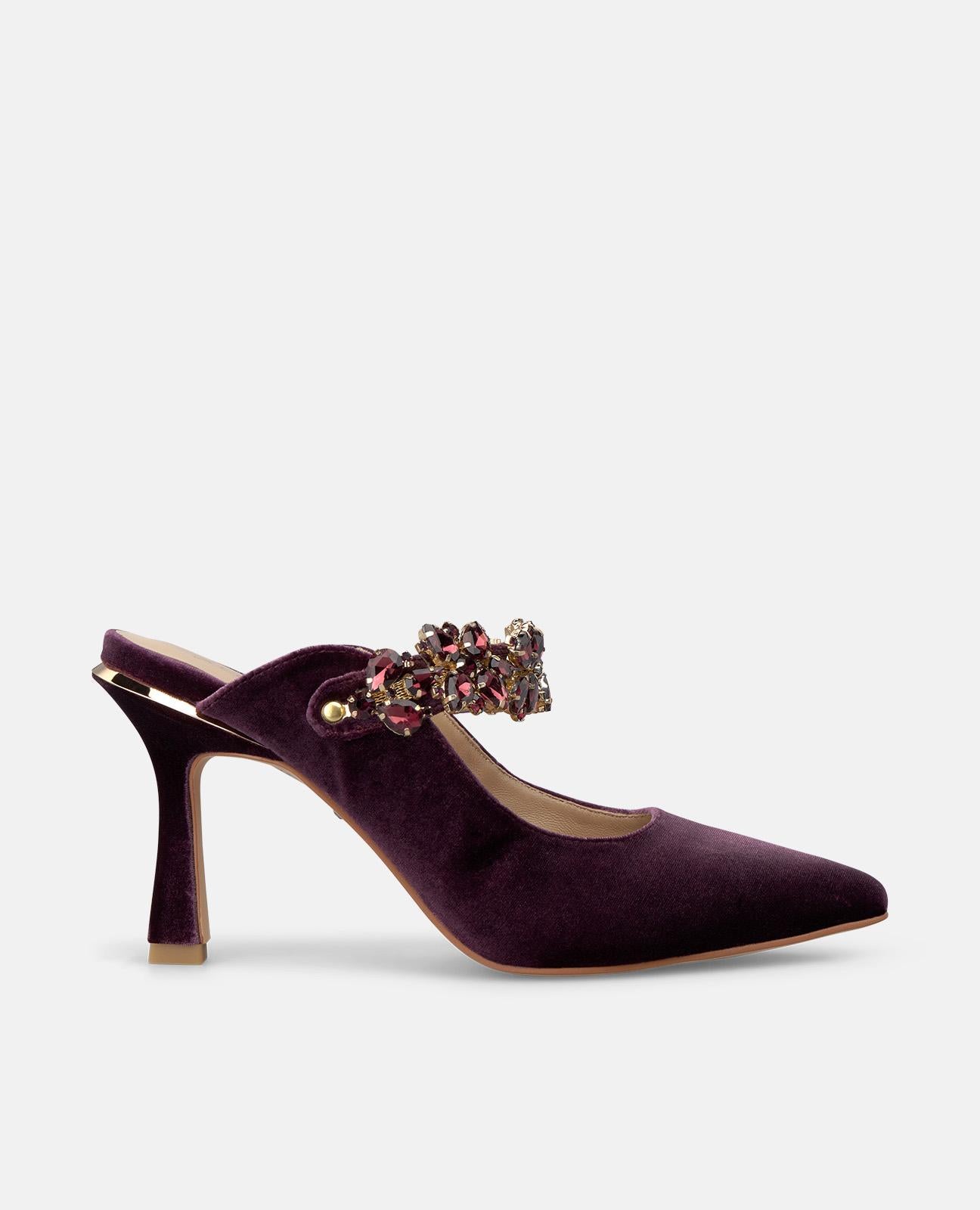 ZAPATO DE TACÓN DESTALONADO DE TERCIOPELO