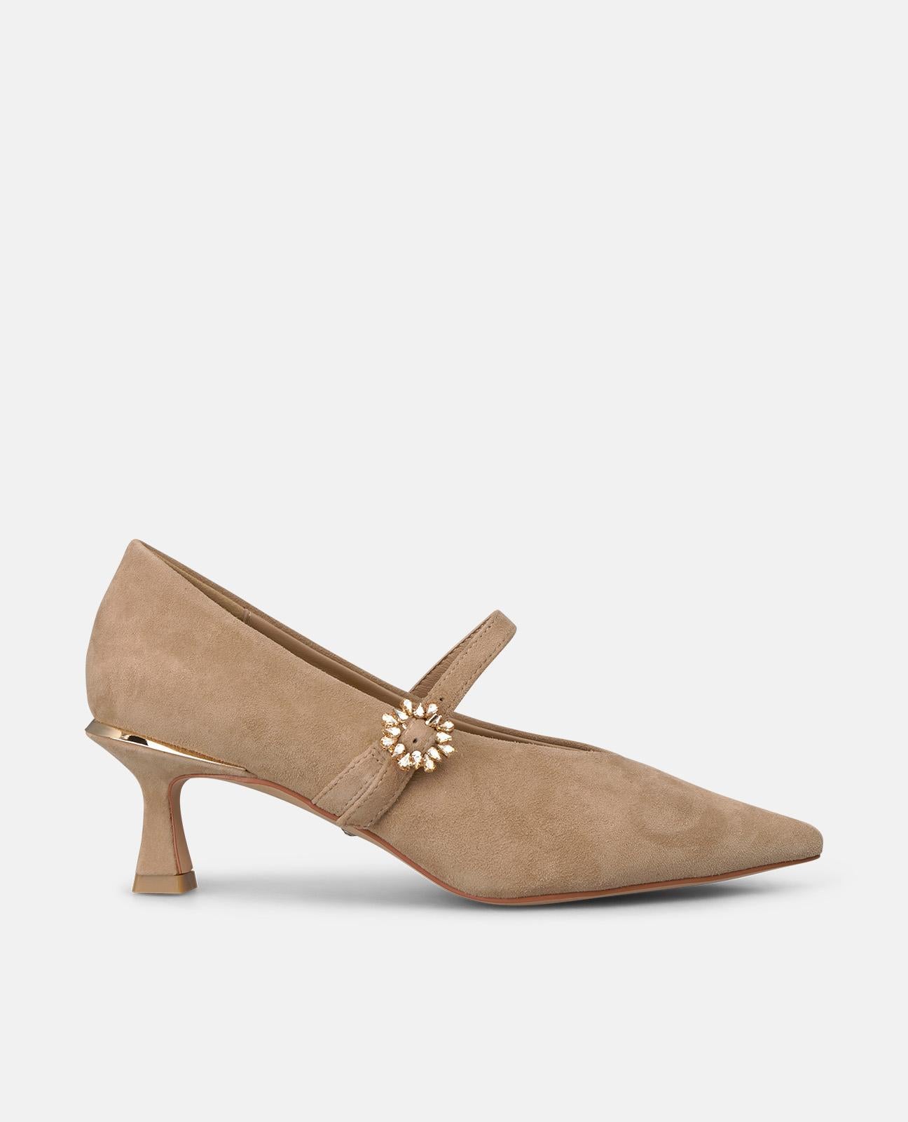 ZAPATO TACÓN DE ANTE CON HEBILLA