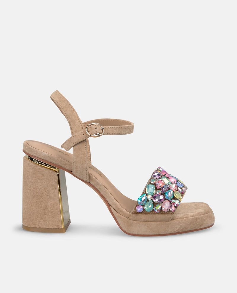 WIDE STRAP SANDAL WITH RHINESTONES