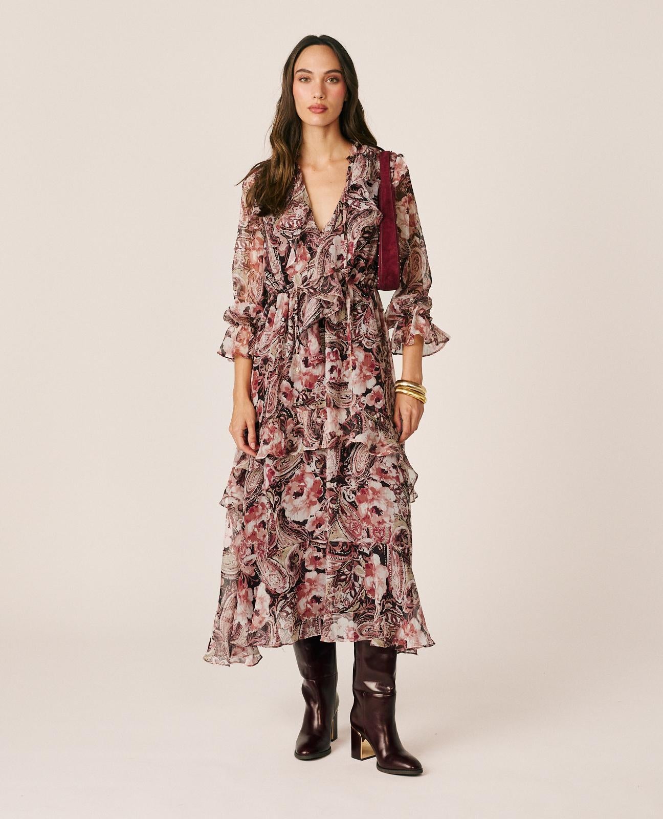 VESTIDO MIDI GASA FLORAL